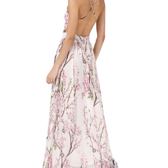 Floral print maxi dress white pink - Picture 5 of 5